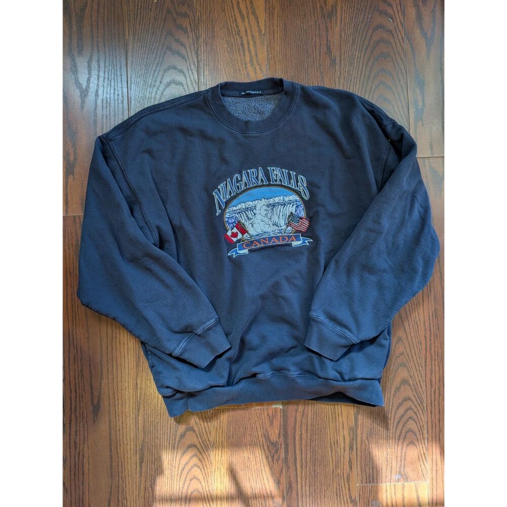 Brandy Melville Blue Niagra Falls Canada Sweatshirt Heavy Oversized Washed Out